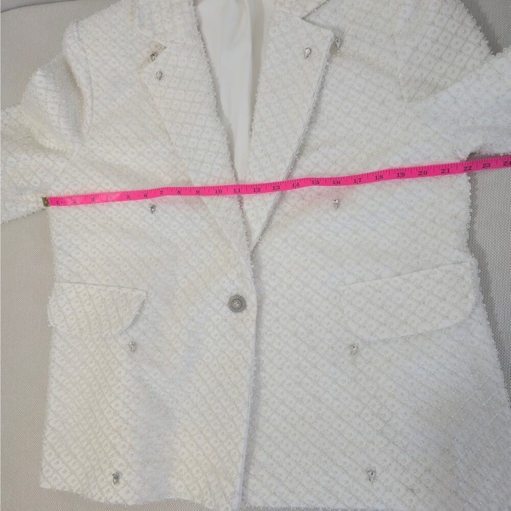 Morphine Fashion Pearl Crystal White Bridal Blazer Jacket XL NWT - Picture 7 of 11